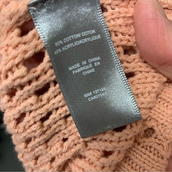 Marled Pink Crochet Knit Cardigan Sweater Scallop Trim Sz L Cottage Boho - Picture 9 of 9